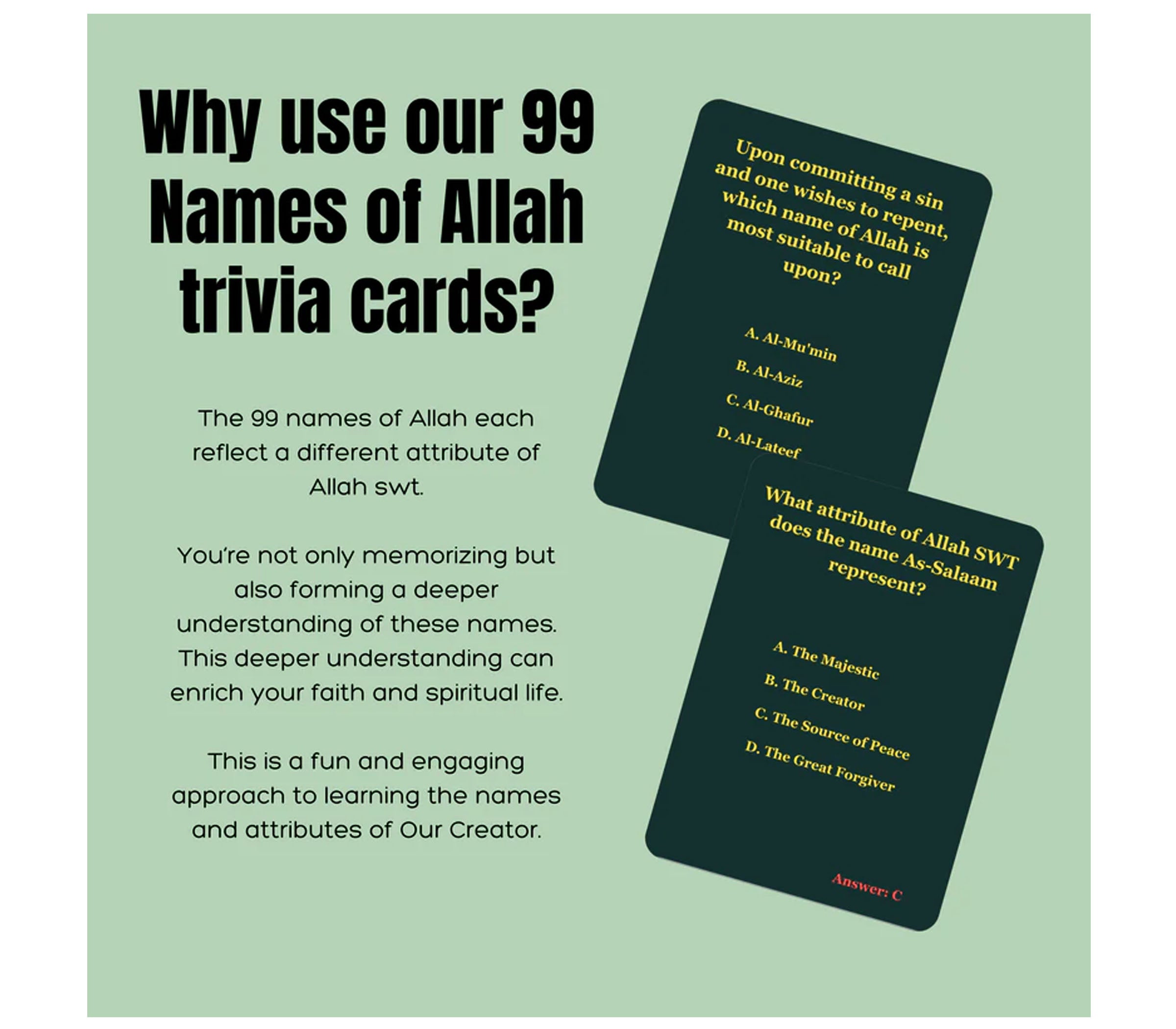 Islamic Trivia - The 99 Names Allah Trivia Cards