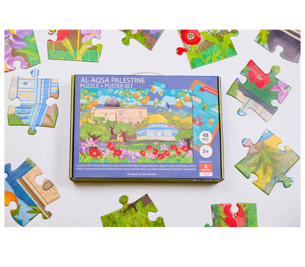 DEENIN Kids' Al-Aqsa Palestine Puzzle + Poster Set - 48-Piece Educational, Vibrant & Large Floor (2 ft x 3 ft) Puzzle for Children