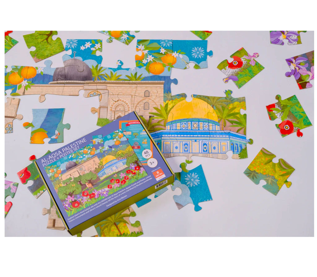 DEENIN Kids' Al-Aqsa Palestine Puzzle + Poster Set - 48-Piece Educational, Vibrant & Large Floor (2 ft x 3 ft) Puzzle for Children