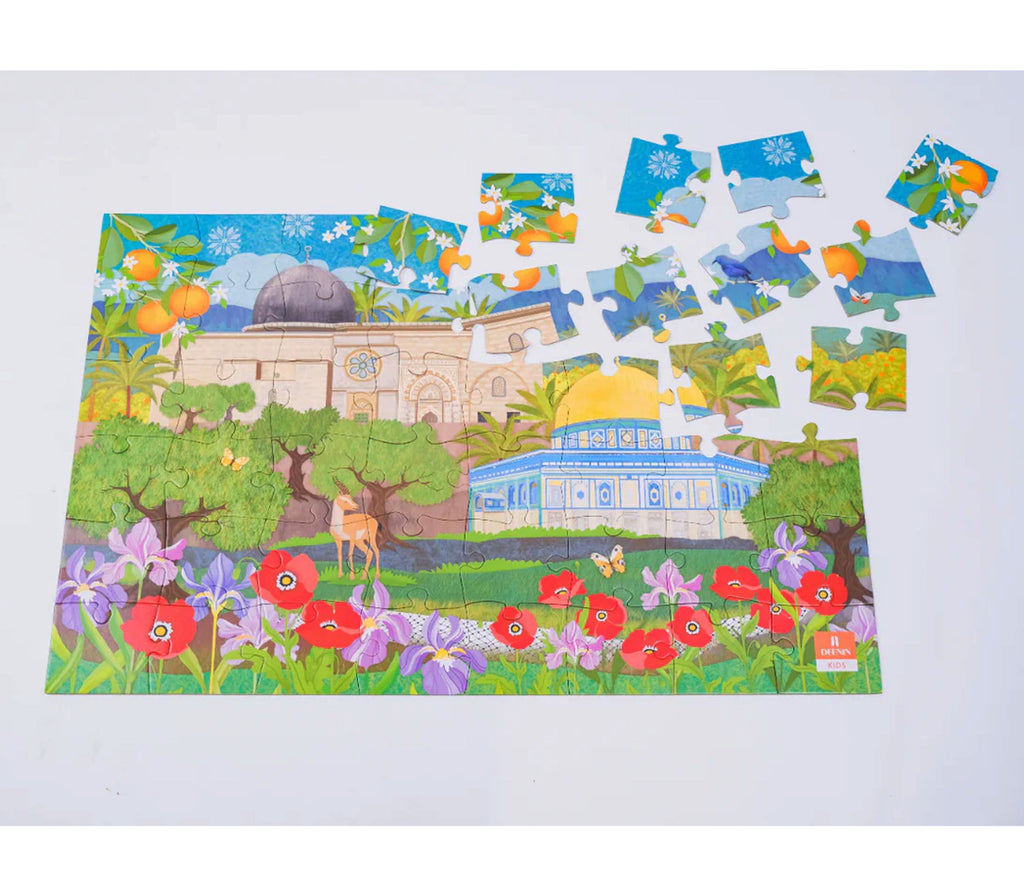 DEENIN Kids' Al-Aqsa Palestine Puzzle + Poster Set - 48-Piece Educational, Vibrant & Large Floor (2 ft x 3 ft) Puzzle for Children